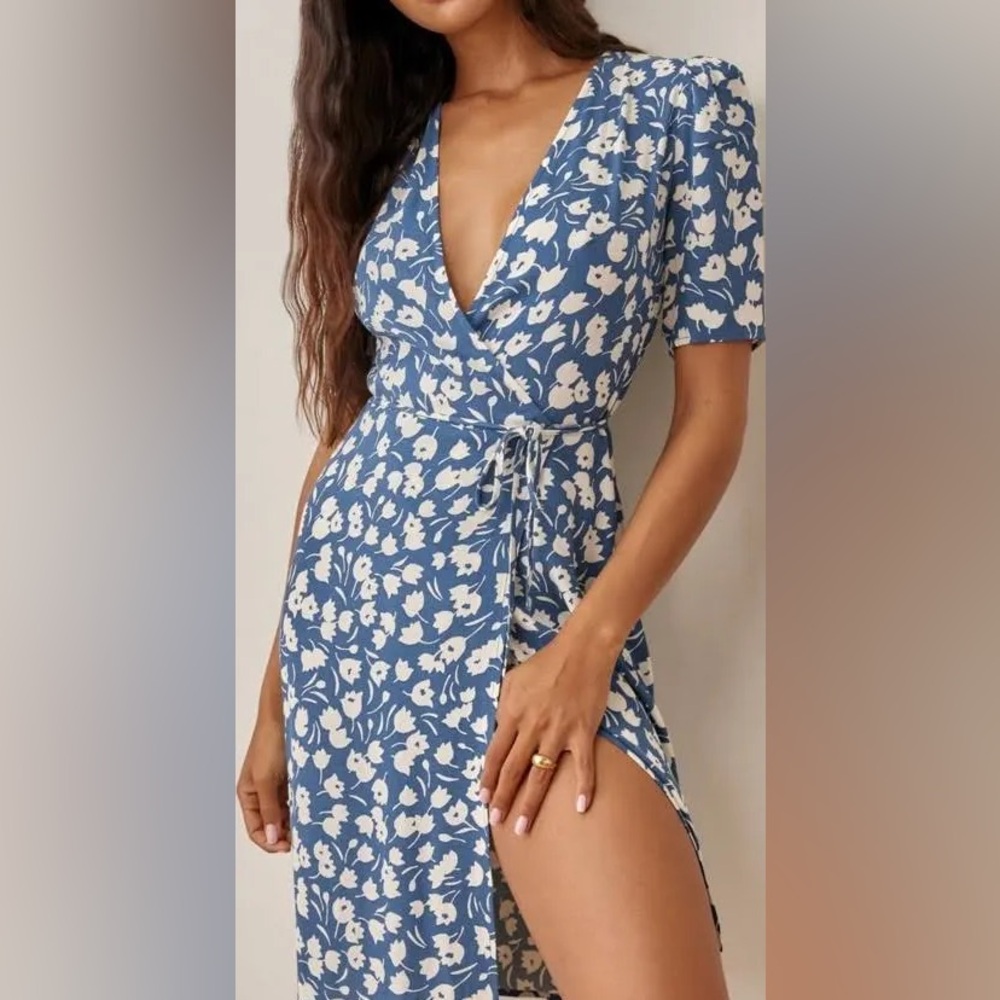 Reformation Floral Wrap Dress